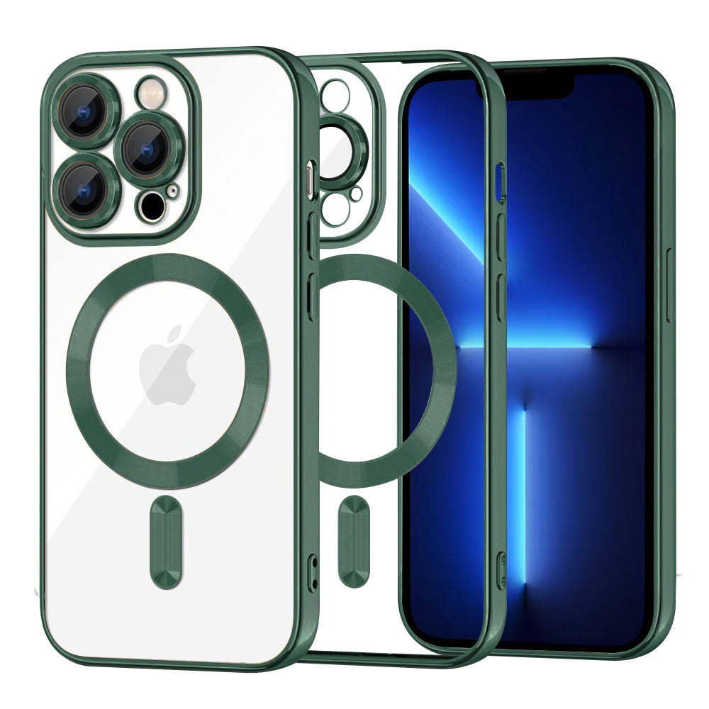 Ovitek MagSafe za Apple iPhone 13 Pro Max, Techsuit, Luxury Crystal, Temno zelena