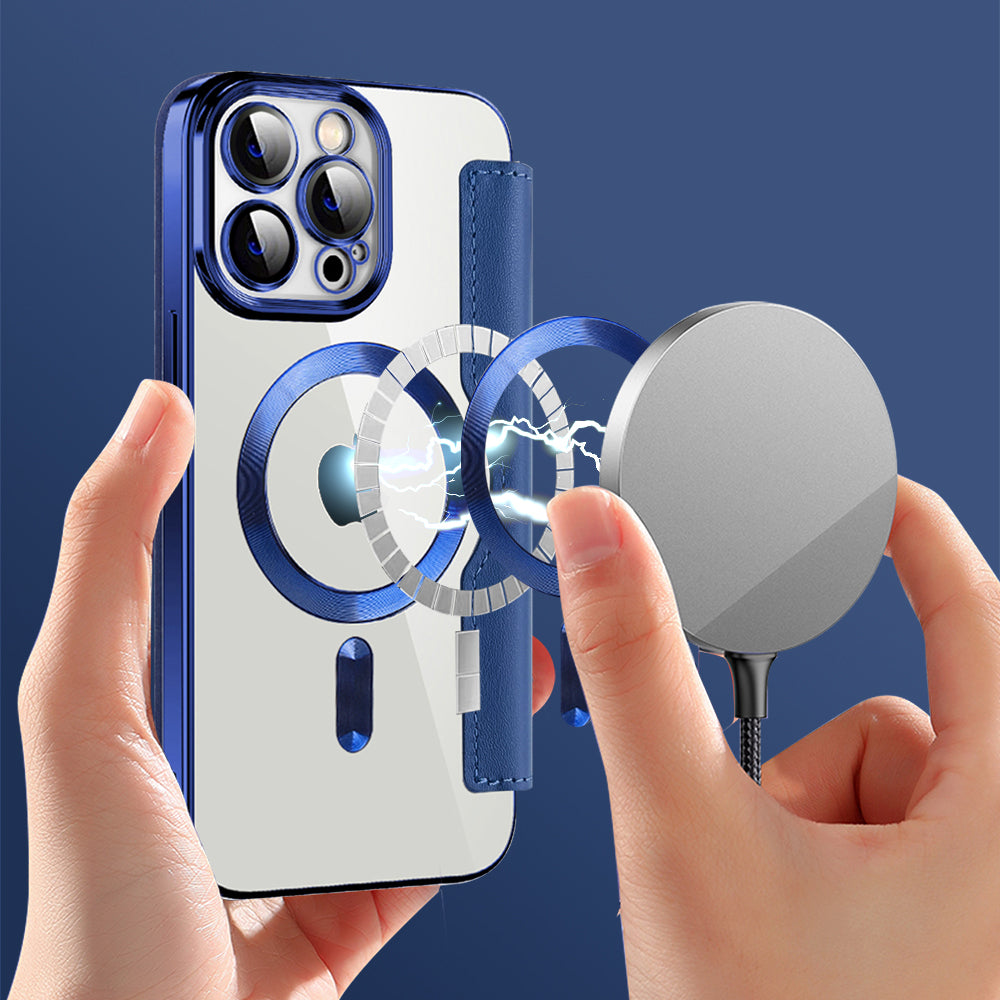 Ovitek MagSafe za Apple iPhone 13 Pro Max, Techsuit, SmartMag Book, modra