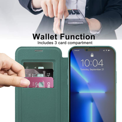 MagSafe Case for Apple iPhone 13 Pro Max, Techsuit, SmartMag Book, Green