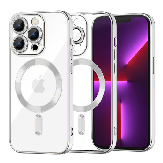 Ovitek MagSafe za Apple iPhone 13 Pro, Techsuit, Luxury Crystal, Srebrn