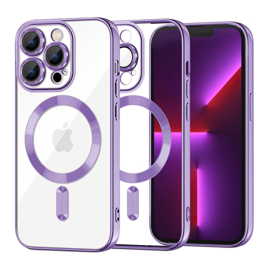 Ovitek MagSafe za Apple iPhone 13 Pro, Techsuit, Luxury Crystal, Svetlo vijoličen