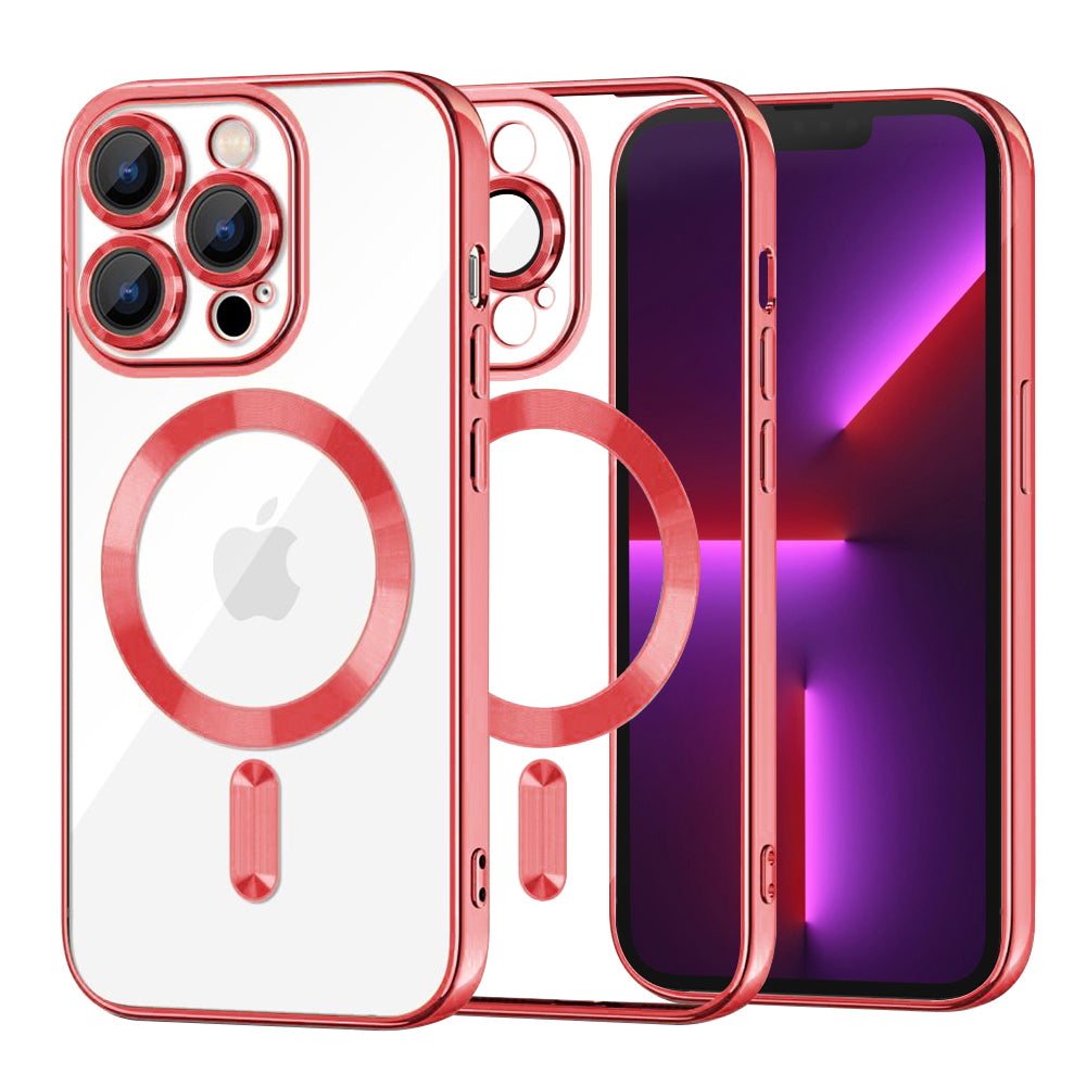 Ovitek MagSafe za Apple iPhone 13 Pro, Techsuit, Luxury Crystal, Rdeč