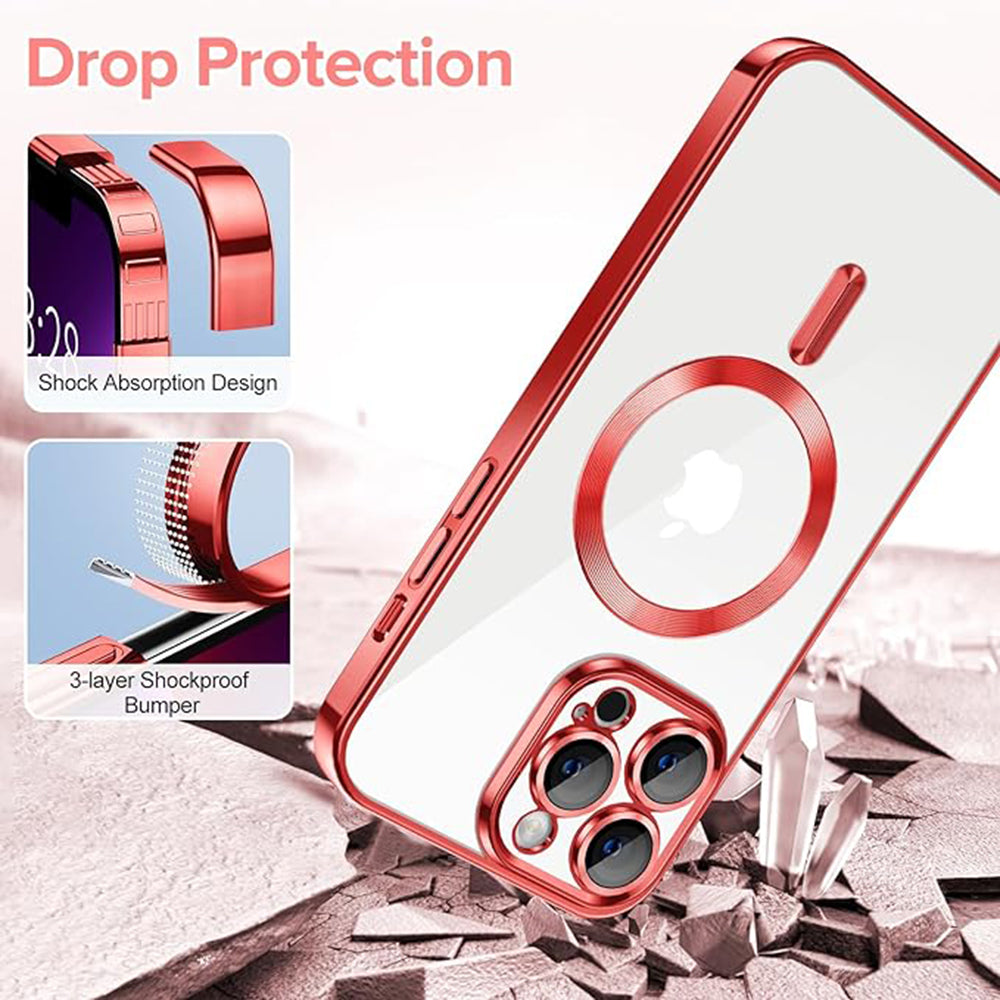 Ovitek MagSafe za Apple iPhone 13 Pro, Techsuit, Luxury Crystal, Rdeč