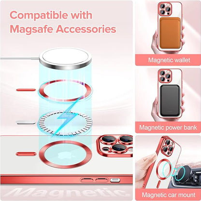 Ovitek MagSafe za Apple iPhone 13 Pro, Techsuit, Luxury Crystal, Rdeč