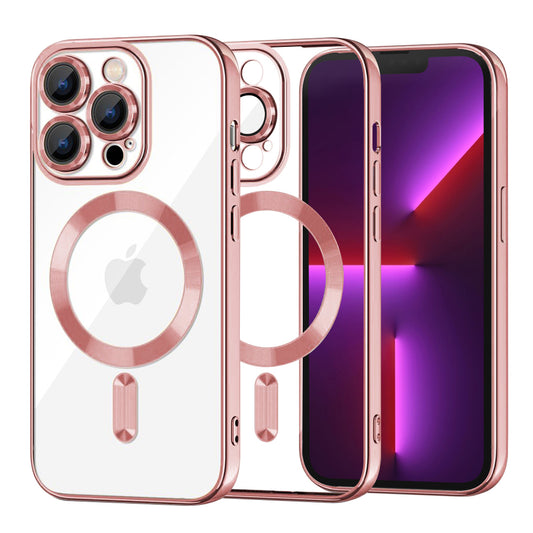 Ovitek MagSafe za Apple iPhone 13 Pro, Techsuit, Luxury Crystal, Roza