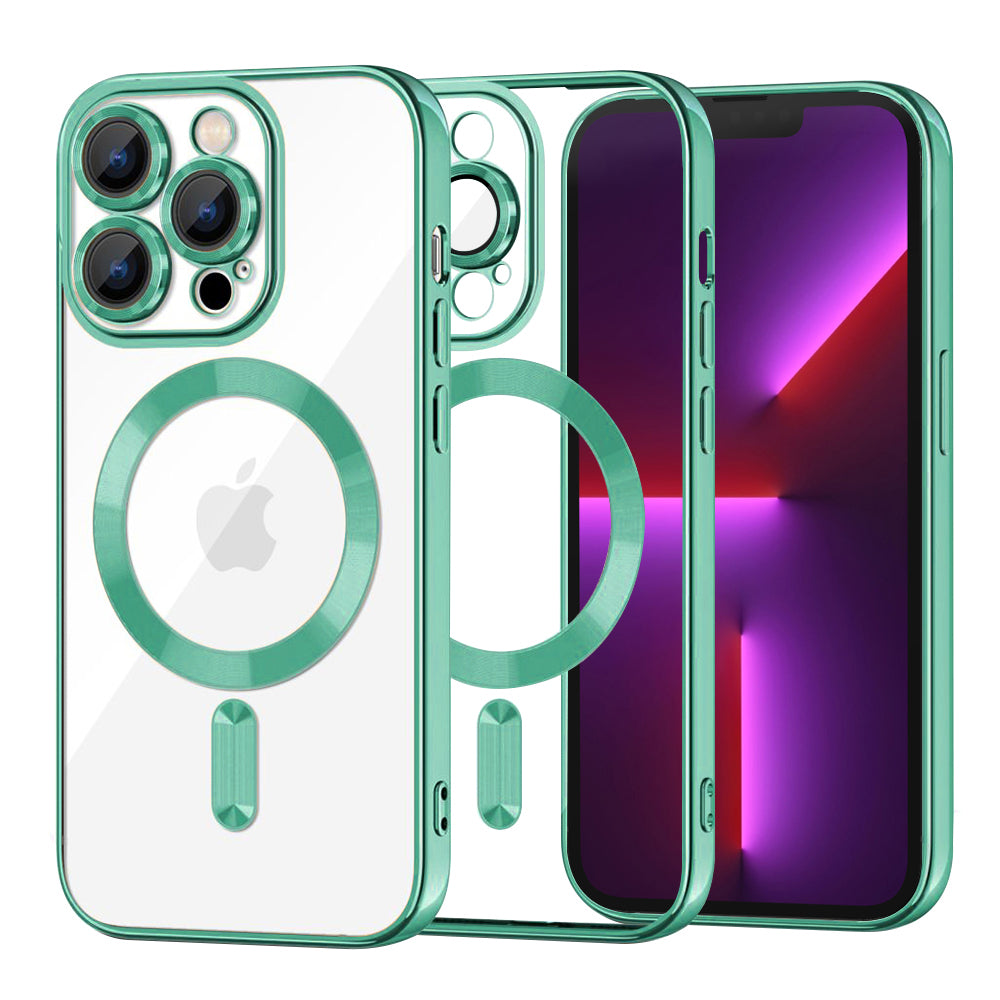 Ovitek MagSafe za Apple iPhone 13 Pro, Techsuit, Luxury Crystal, Svetlo zelena