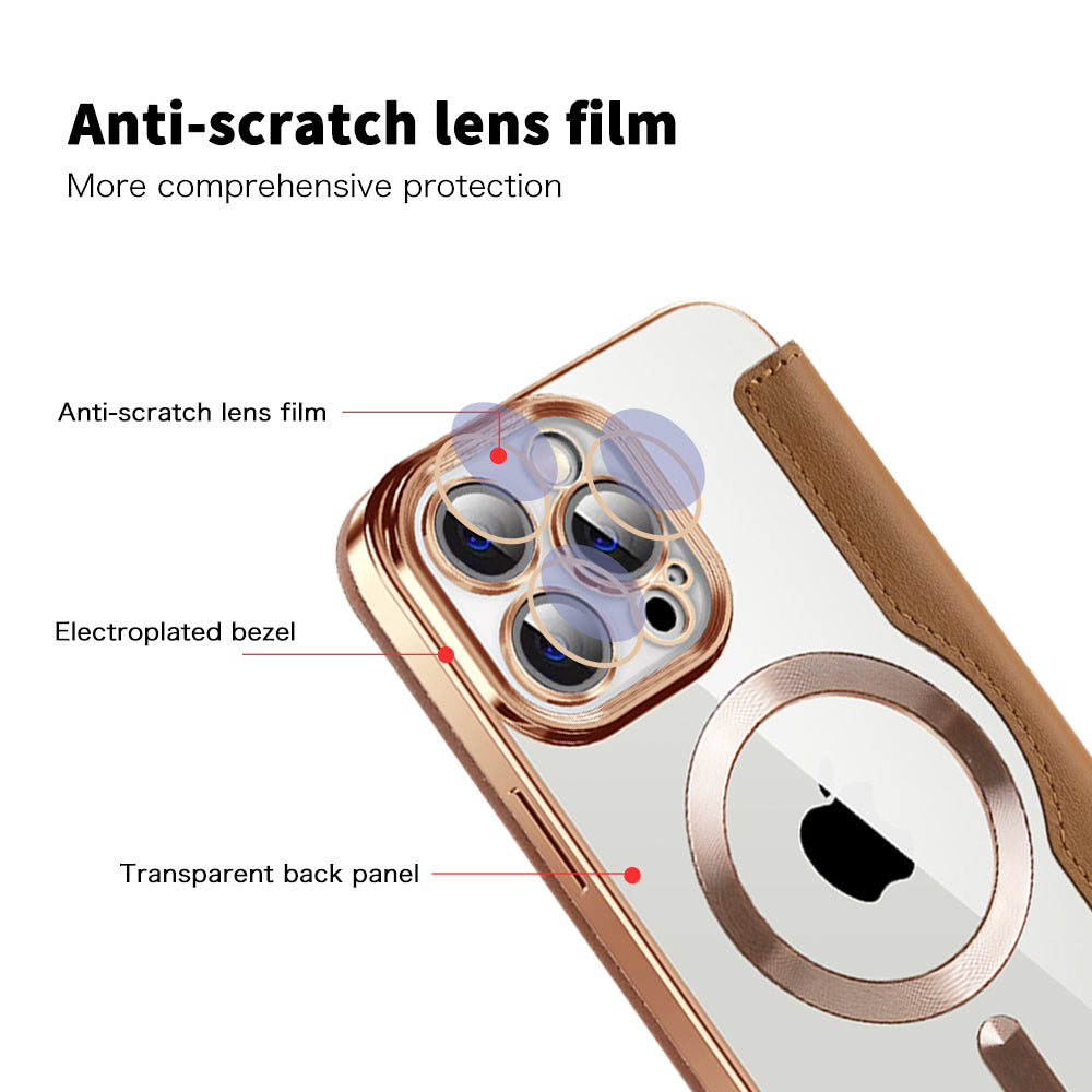 Ovitek MagSafe za Apple iPhone 13 Pro, Techsuit, SmartMag Book, rjav