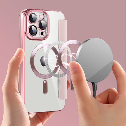 Ovitek MagSafe za Apple iPhone 13 Pro, Techsuit, SmartMag Book, roza