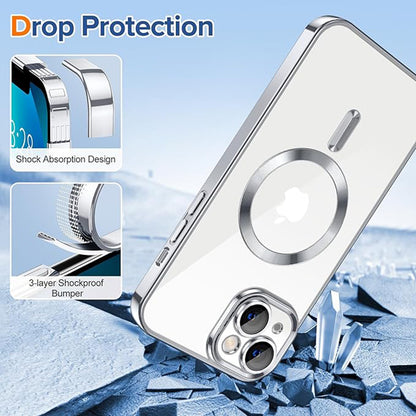 Ovitek MagSafe za Apple iPhone 13, Techsuit, Luxury Crystal, Srebrn