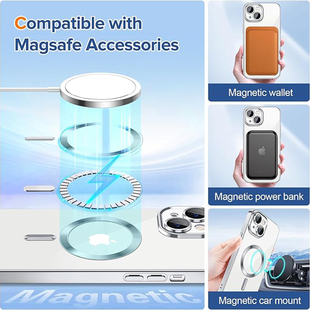 Ovitek MagSafe za Apple iPhone 13, Techsuit, Luxury Crystal, Srebrn