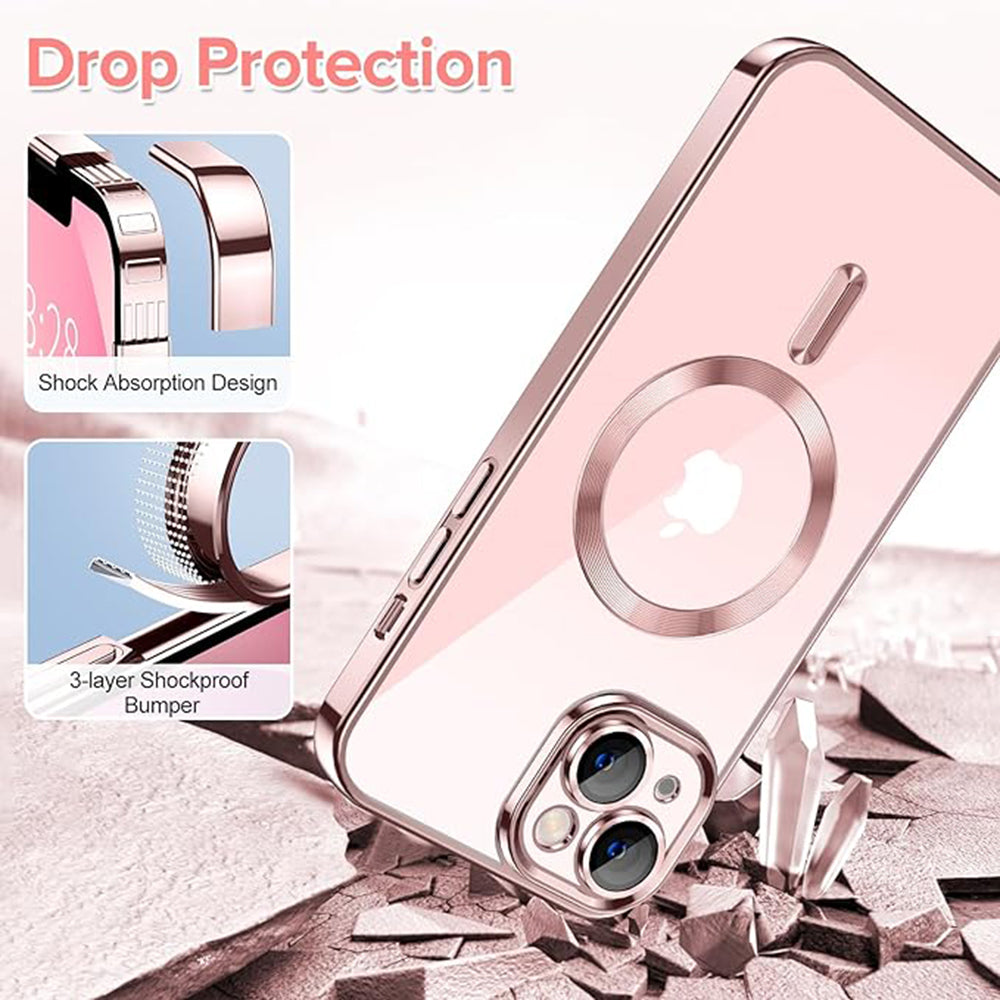 Ovitek MagSafe za Apple iPhone 13, Techsuit, Luxury Crystal, Roza