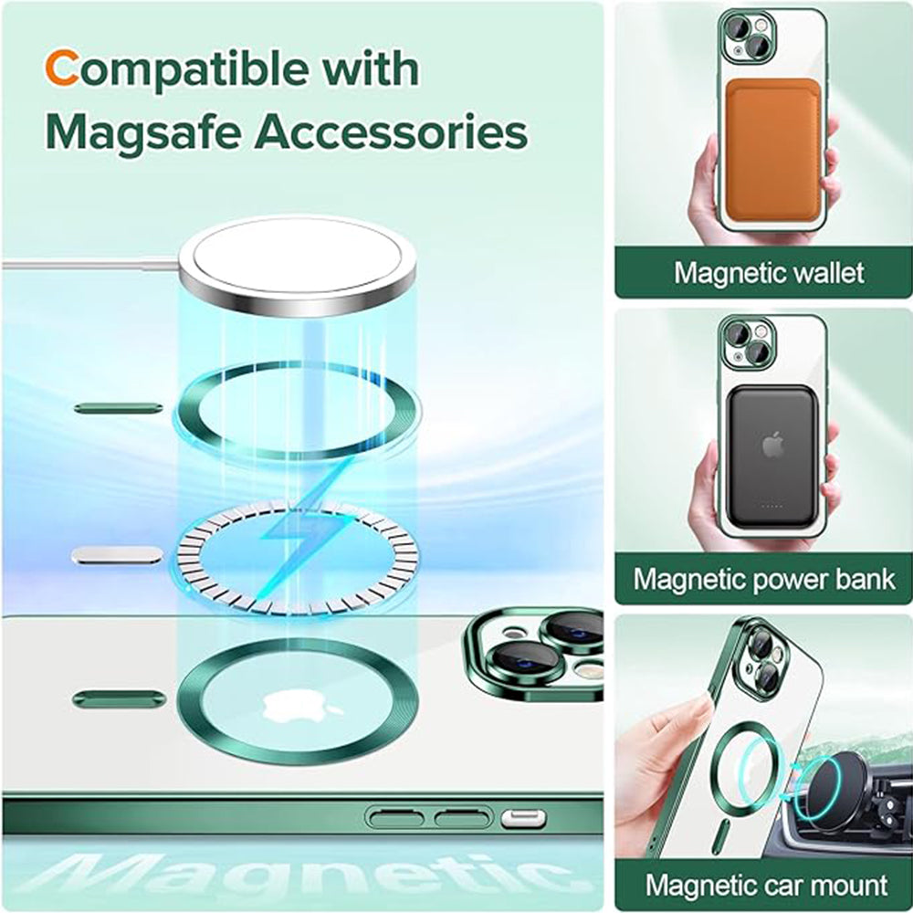 MagSafe ovitek za Apple iPhone 13, Techsuit, Luxury Crystal, Temno zelena