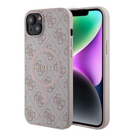 Ovitek MagSafe za Apple iPhone 14, Guess, 4G Ring Classic Logo, Roza