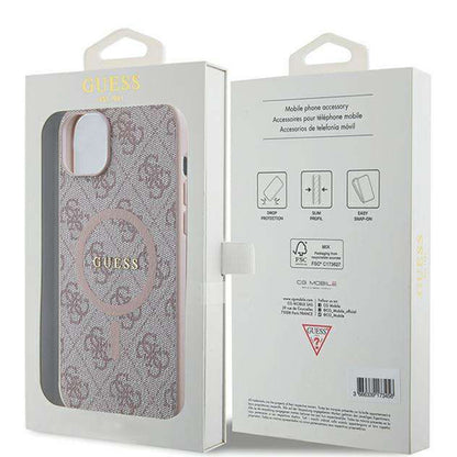 Ovitek MagSafe za Apple iPhone 14, Guess, 4G Ring Classic Logo, Roza