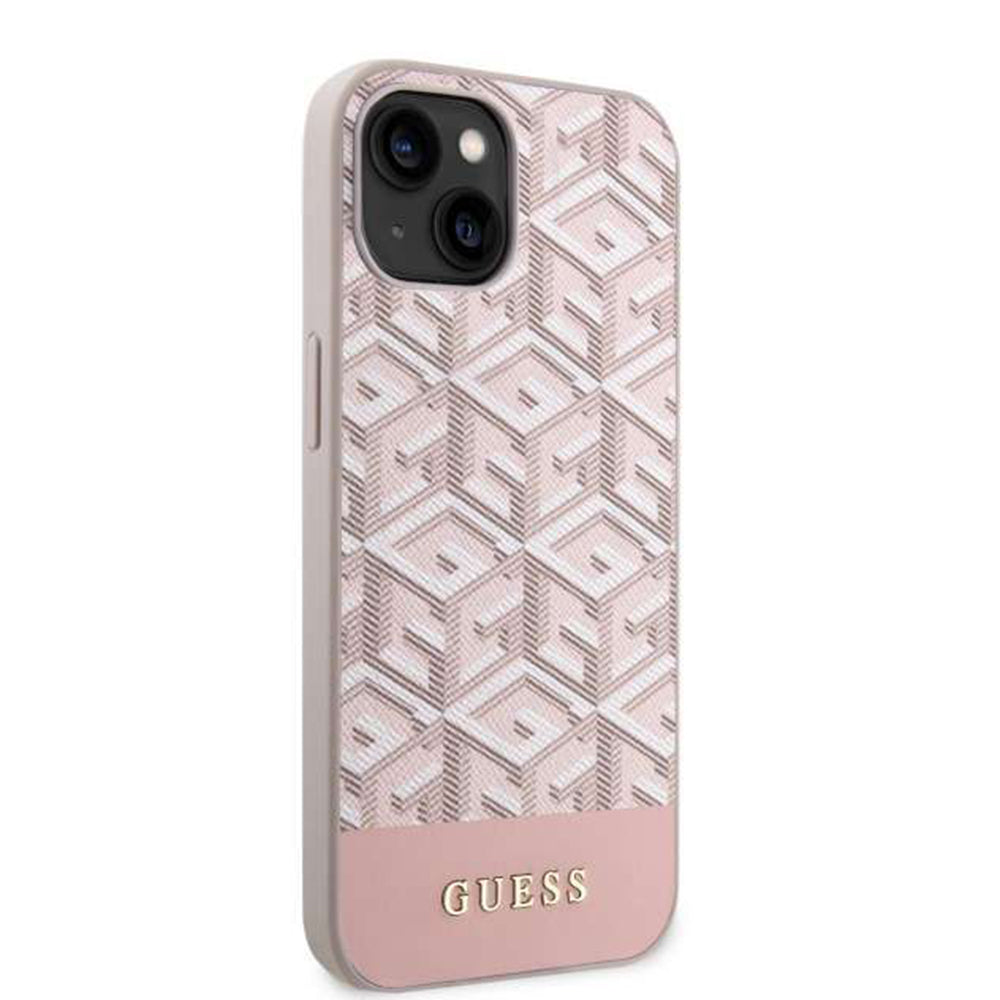 Ovitek MagSafe za Apple iPhone 14, Guess, GCube Stripes, Roza