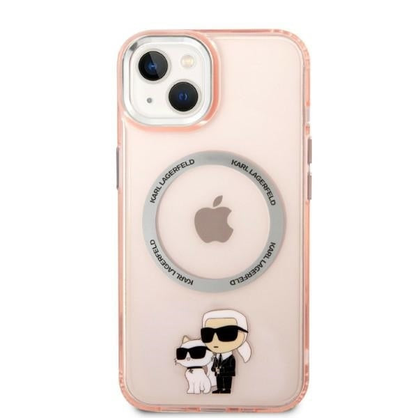 MagSafe ovitek za Apple iPhone 14, Karl Lagerfeld, Ikonik Karl & Choupette, Roza