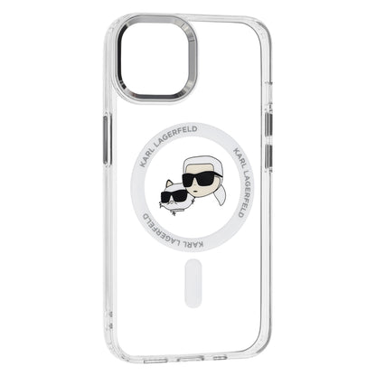 Ovitek MagSafe za Apple iPhone 14, Karl Lagerfeld, IML Metal Karl & Choupette's Heads, Bela