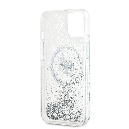 Ovitek MagSafe za Apple iPhone 14, Karl Lagerfeld, Liquid Glitter Choupette's Head, Prozoren