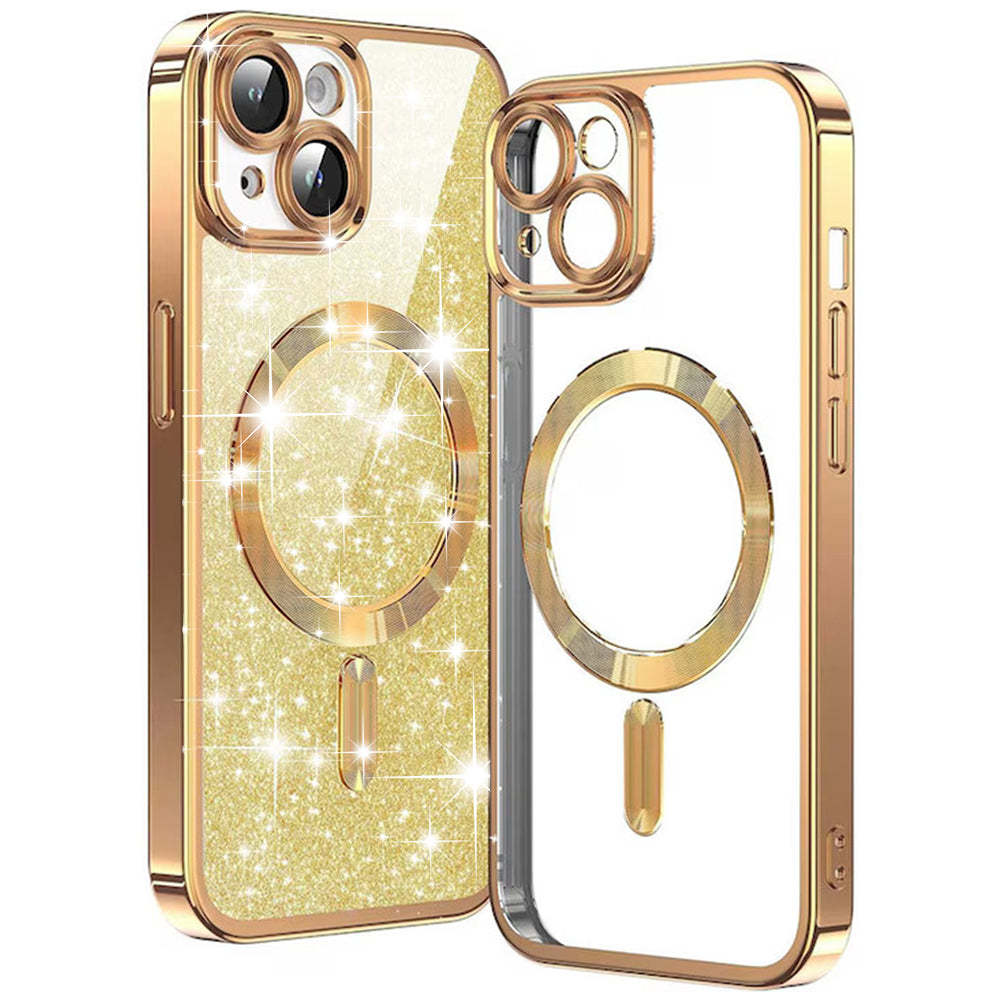 Ovitek MagSafe za Apple iPhone 14 Plus, Techsuit, Luxury Glitter, Zlata