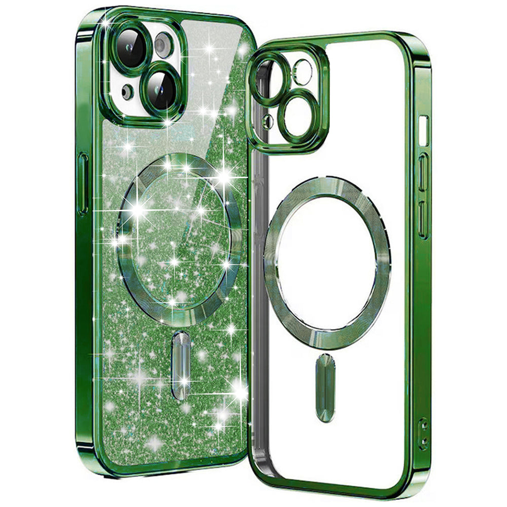 MagSafe ovitek za Apple iPhone 14 Plus, Techsuit, Luxury Glitter, Temno zelena
