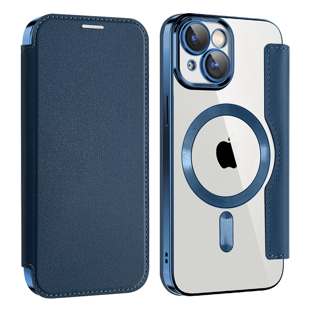 MagSafe Case for Apple iPhone 14 Plus, Techsuit, SmartMag Book, Blue