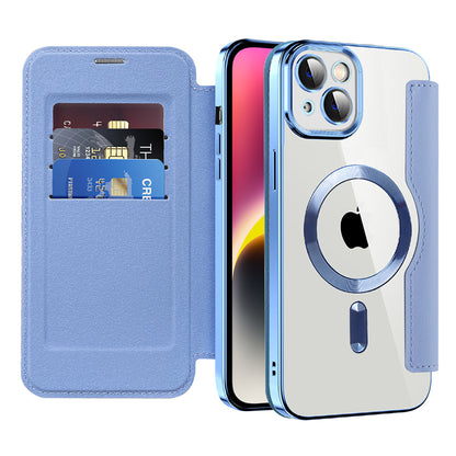 Ovitek MagSafe za Apple iPhone 14 Plus, Techsuit, SmartMag Book, modra