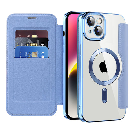 Ovitek MagSafe za Apple iPhone 14 Plus, Techsuit, SmartMag Book, modra