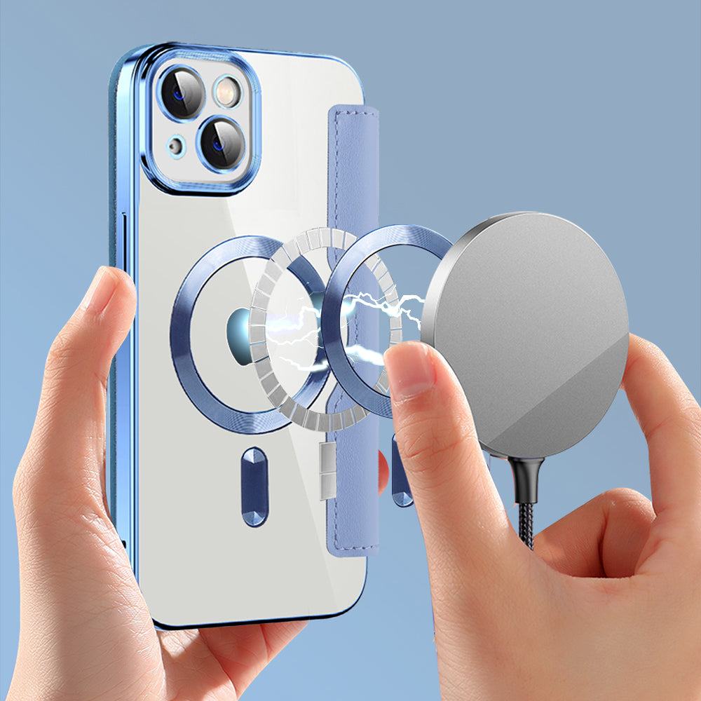 Ovitek MagSafe za Apple iPhone 14 Plus, Techsuit, SmartMag Book, modra