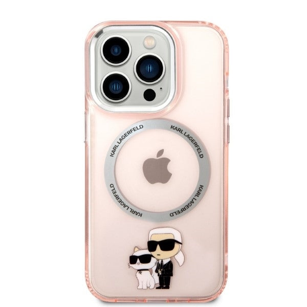 MagSafe Case for Apple iPhone 14 Pro, Karl Lagerfeld, Ikonik Karl & Choupette, Pink