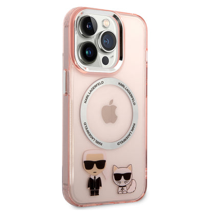 Ovitek MagSafe za Apple iPhone 14 Pro, Karl Lagerfeld, Karl & Choupette Aluminium, Roza