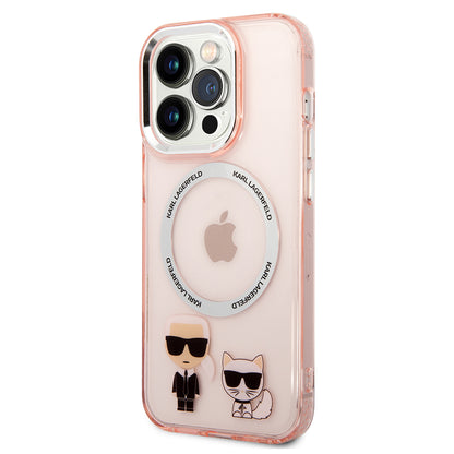 Ovitek MagSafe za Apple iPhone 14 Pro, Karl Lagerfeld, Karl & Choupette Aluminium, Roza