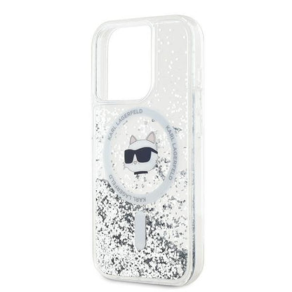 Ovitek MagSafe za Apple iPhone 14 Pro, Karl Lagerfeld, Liquid Glitter Choupette's Head, Prozoren