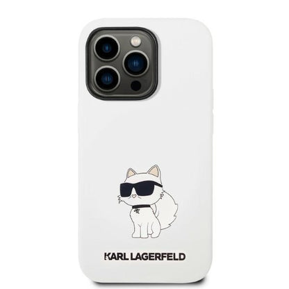 Ovitek MagSafe za Apple iPhone 14 Pro, Karl Lagerfeld, Silicone Choupette, Bela