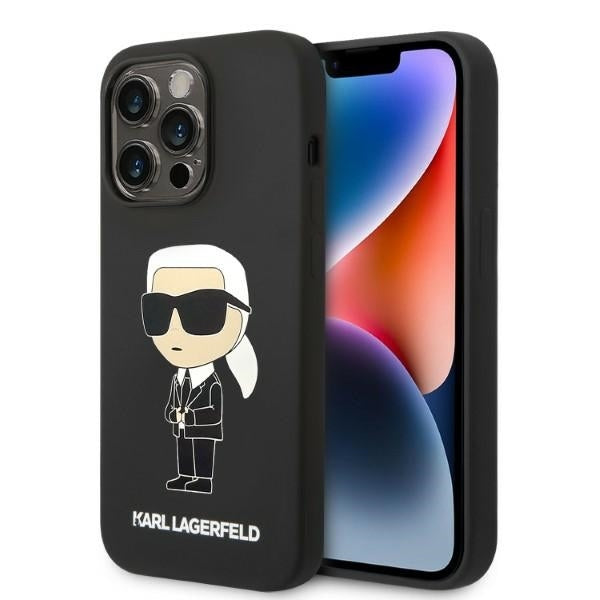 Ovitek MagSafe za Apple iPhone 14 Pro, Karl Lagerfeld, silikon Ikonik Karl, črn