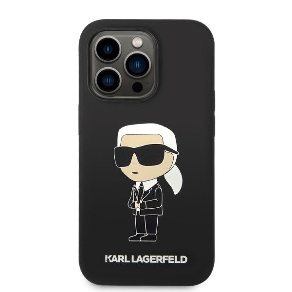 Ovitek MagSafe za Apple iPhone 14 Pro, Karl Lagerfeld, silikon Ikonik Karl, črn