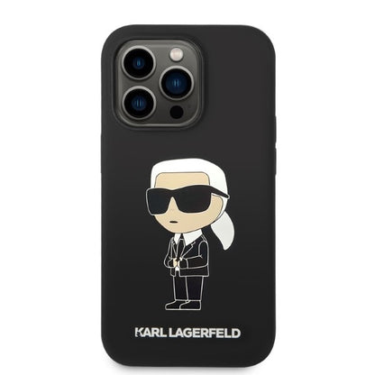 Ovitek MagSafe za Apple iPhone 14 Pro, Karl Lagerfeld, silikon Ikonik Karl, črn