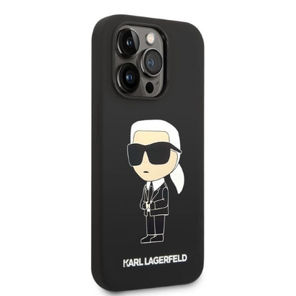 Ovitek MagSafe za Apple iPhone 14 Pro, Karl Lagerfeld, silikon Ikonik Karl, črn
