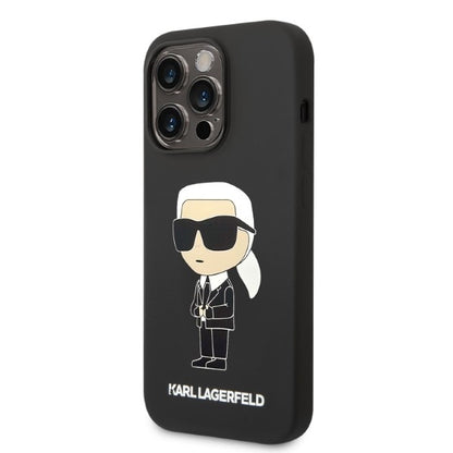 Ovitek MagSafe za Apple iPhone 14 Pro, Karl Lagerfeld, silikon Ikonik Karl, črn