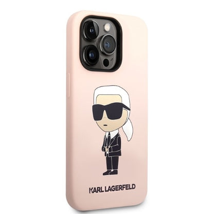 Ovitek MagSafe za Apple iPhone 14 Pro, Karl Lagerfeld, silikon Ikonik Karl, roza