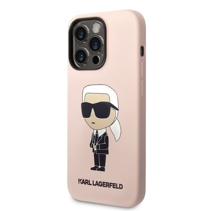Ovitek MagSafe za Apple iPhone 14 Pro, Karl Lagerfeld, silikon Ikonik Karl, roza