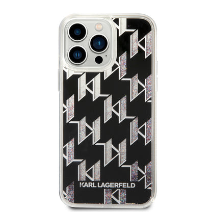 Ovitek MagSafe za Apple iPhone 14 Pro Max, Karl Lagerfeld, Monogram Liquid Glitter, Črna