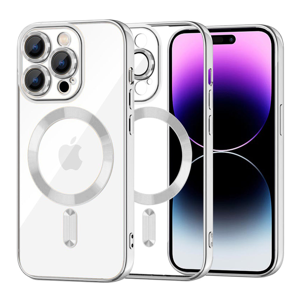 Ovitek MagSafe za Apple iPhone 14 Pro Max, Techsuit, Luxury Crystal, Srebrn
