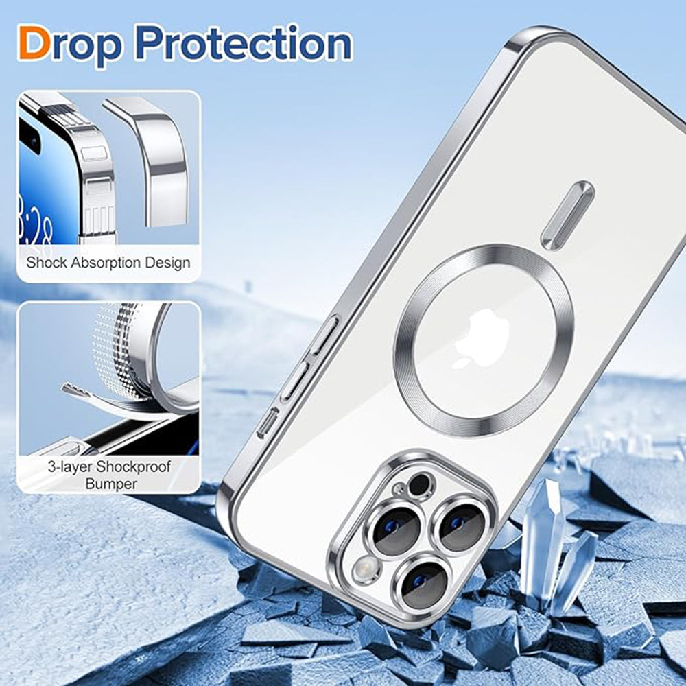 Ovitek MagSafe za Apple iPhone 14 Pro Max, Techsuit, Luxury Crystal, Srebrn