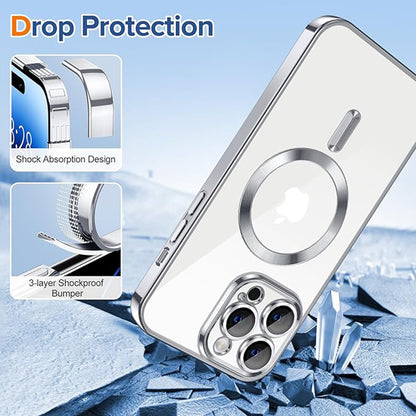 Ovitek MagSafe za Apple iPhone 14 Pro Max, Techsuit, Luxury Crystal, Srebrn