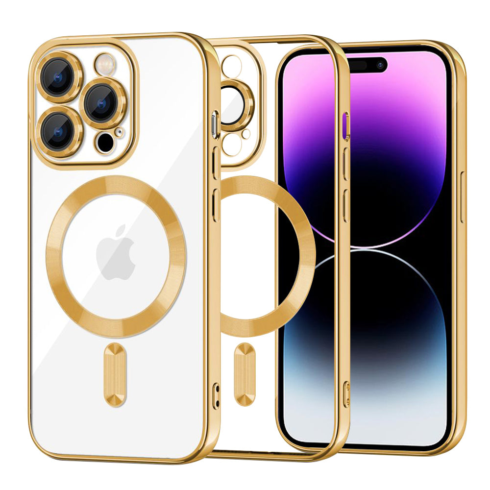 Ovitek MagSafe za Apple iPhone 14 Pro Max, Techsuit, Luxury Crystal, Zlata