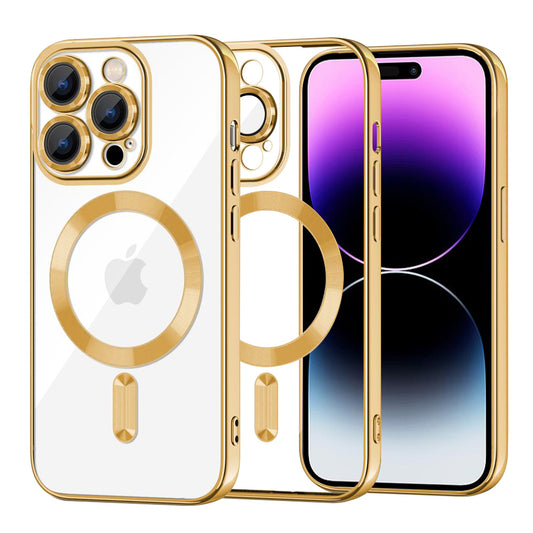 Ovitek MagSafe za Apple iPhone 14 Pro Max, Techsuit, Luxury Crystal, Zlata