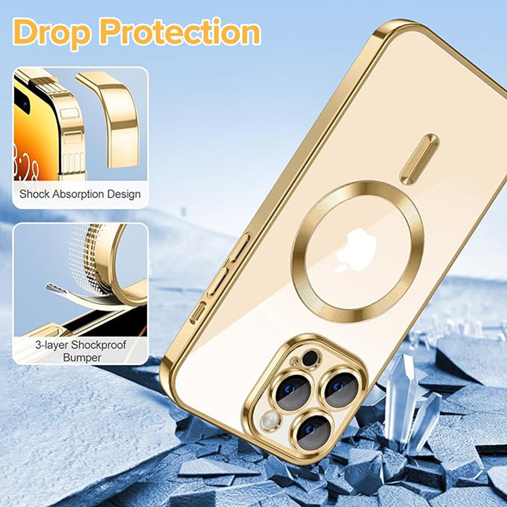 Ovitek MagSafe za Apple iPhone 14 Pro Max, Techsuit, Luxury Crystal, Zlata