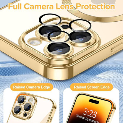 Ovitek MagSafe za Apple iPhone 14 Pro Max, Techsuit, Luxury Crystal, Zlata