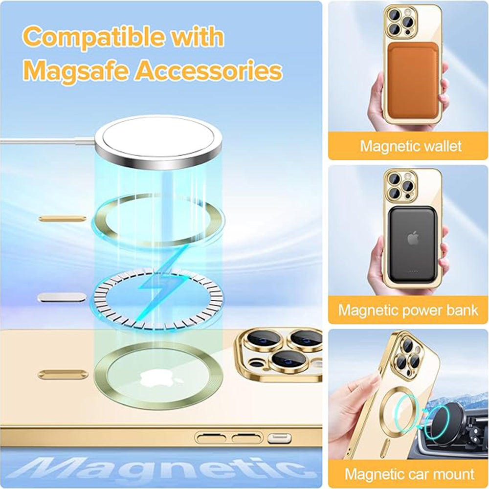 Ovitek MagSafe za Apple iPhone 14 Pro Max, Techsuit, Luxury Crystal, Zlata