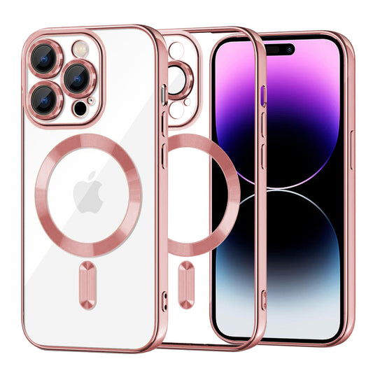 Ovitek MagSafe za Apple iPhone 14 Pro Max, Techsuit, Luxury Crystal, Roza